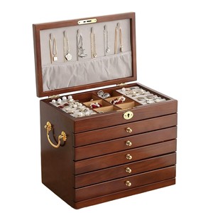 Scatole Porta Gioielli in <span class=keywords><strong>Legno</strong></span> Massello Stile Cinese Moderno, Grande Capacità per Collane, Accessori Matrimoniali in PP - Product Image 1