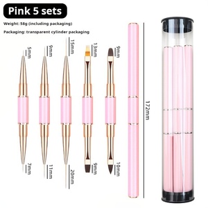 Professional Nail <b>Brush</b> Factory Customization Personal Brand Logo Double Headed Metal Pen Holder UV Nail <b>Brush</b> Set High Quality - Product Image 2
