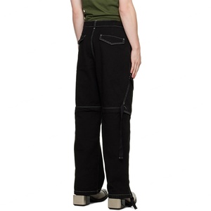 กางเกงยีนส์ผู้ชายทรง Relax Fit สีดำ ขาแบบถอดซิปได้ ตะเข็บตัดกัน ทรงพาราชูท - Product Image 2