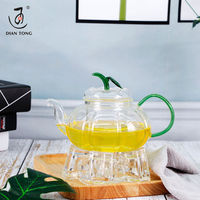 DianTong – théière en verre borosilicate transparent résistant à la chaleur, théière avec infuseur et chauffe-plat, vente en gros, 800ml