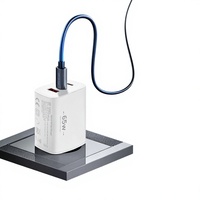 Chargeur mural de voyage GaN 65W avec ports USB-A et double Type-C, chargeur rapide pour téléphone portable, iPad, tablette, ordinateur portable, Macbook