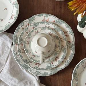 Juego de vajilla con diseño de flor de encaje en relieve Vintage, cuencos de porcelana, Platos y platos de cena - Product Image 3