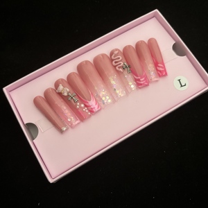 Nuevo diseño <span class=keywords><strong>de</strong></span> moda 3XL Proveedor <span class=keywords><strong>de</strong></span> <span class=keywords><strong>uñas</strong></span> Prensa en las <span class=keywords><strong>uñas</strong></span> Personalizado Medio Francés Blanco Mariposa ABS Acrílico Artificial Fingern - Product Image 5