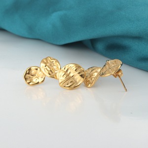 yunnique Gold Irregular Petal Stud <b>Earrings</b> 18K Titanium Steel Ceramic <b>Post</b> Fashion Jewelry - Product Image 3