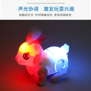 Lapin rebondissant électrique clignotant avec lumière et musique, marche automatique, pour enfants de 4 à 6 ans, jouet en plastique - Product Image 5