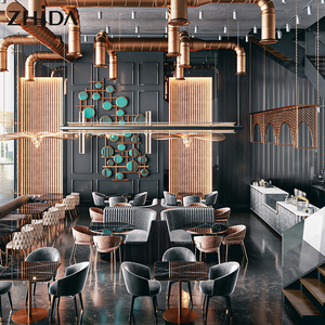 Juego de Mesas y Sillas de Diseño Moderno y Lujoso para Cafetería, Restaurante de Comida Rápida, Muebles para Cafetería, Cabinas para Restaurante - Product Image 2