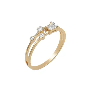 Mode 18 Karat massives Gold natürliches VVS Moissan ite Ring 18 Karat echtes Gold Party Ehering feiner Schmuck 18 Karat Gold für Frauen