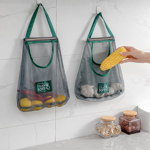 Hanging Mesh Storage <b>Bag</b> Nylon Wall Mounted Kitchen Fruit Vegetable Garlic Ginger Organizer Breathable Moisture Proof Rectangle - Product Image 1