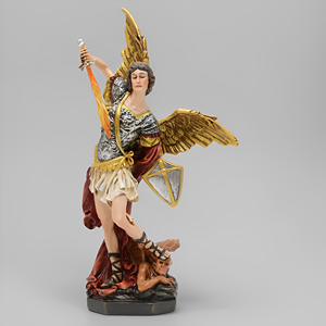 Productos en Stock, Estatuas Religiosas Católicas de Resina, Adornos Cristianos de Pascua, Estatua de San Miguel Derrotando al Diablo en Acabado Pintado - Product Image 1
