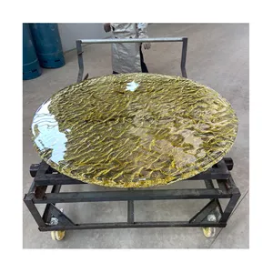 High Quality Living Room Furniture Water Ripple Round Crystal Glass Coffee Table