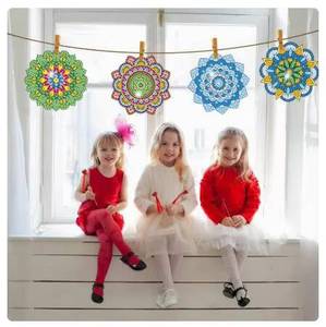 Autocollant de fenêtre créatif en forme de diamant, série Mandala, film statique en acrylique, peint à la main, DIY, autocollant pour enfants, jouet artisanal, cadre pour filles - Product Image 5
