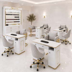 Muebles Modernos <span class=keywords><strong>de</strong></span> Lujo para <span class=keywords><strong>Salón</strong></span> <span class=keywords><strong>de</strong></span> <span class=keywords><strong>Uñas</strong></span> con Colector <span class=keywords><strong>de</strong></span> Polvo, Mesa <span class=keywords><strong>de</strong></span> Manicura al por Mayor, Estante <span class=keywords><strong>de</strong></span> Exhibición, Juego <span class=keywords><strong>de</strong></span> Sillas para <span class=keywords><strong>Salón</strong></span> y Técnico - Product Image 1