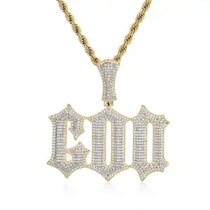 Hip hop Burr lettre zircon pendentif marée marque personnalisé bricolage patchwork lettre unisexe pendentif collier
