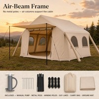 Tente cabine gonflable de 4,6 m² à porte unique en Oxford avec colonnes d'air pour le camping
