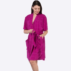 Personnalisé Cove Up 100% Coton Éponge Éponge Femmes Pyjamas Jacquard Vêtements de Plage Combishort Peignoir - Product Image 4