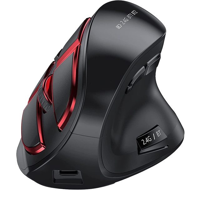 Dual Mode 2.4G Wireless Mouse Right-Handed Ergonomics USB Rechargeable Optical Vertical Mouse Compatible for Mac & Windows