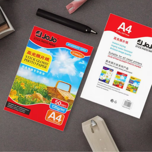 Jojo a4135g 50Sheets Độ Bóng Cao Một Bên Dính Không Thấm Nước Máy In Phun Dính Ảnh & Nhãn Giấy Bề Mặt Bóng - Product Image 2