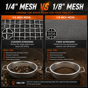 Galvanized Steel Soil Sifter <b>Wire</b> Cloth 1/4 1/8 <b>Mesh</b> 1.0MM <b>Wire</b> Gauge 30cm Diameter 5 Gallon Buckets Filter Set Model - Product Image 3