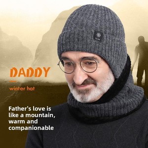 Mũ kiểm tra dệt kim dày cho bố và ông nội nam trung niên và cao tuổi mùa đông ấm áp bảo vệ tai - Product Image 2