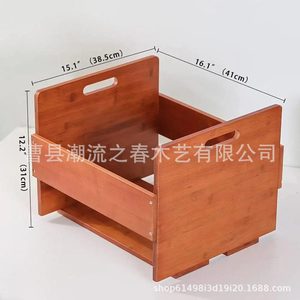 Organizador de escritorio minimalista de madera para oficina, organizador de escritorio, estante de almacenamiento para libros y artículos de papelería, cesta de almacenamiento para discos. - Product Image 4