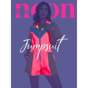 Combinaison coupe-vent une pièce color block pour femme, néon, manches courtes, fermeture éclair sur le devant, taille élastique, séchage rapide, tenue de soirée - Product Image 5
