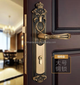 लक्जरी गोल्डन यूरोपीयन शैली विला प्रवेश द्वार लॉक रेट्रो शैली प्राचीन तांबा नक्काशी सभी तांबे के इंटीरियर लॉक - Product Image 4