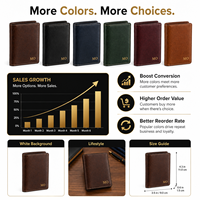 Dompet Kartu Kulit Premium Coklat Vintage Langsung dari Pabrik Dengan Logo Emas Jahitan Klasik OEM ODM Kemasan Kustom Hadiah Bisnis