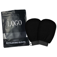 Logo privé 100% fibre de viscose noir exfolier gant visage corps nettoyage en profondeur corps gommage bain marocain Tan exfoliant gant