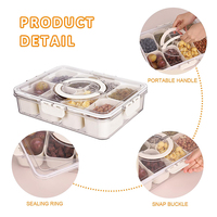 Verdelerbak met dekselhandvat, 8-vakken ontwerp, van kunststof, geschikt voor noten en fruit, multifunctionele opbergbox