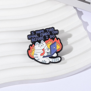 Tôi hy vọng email này tìm thấy bạn trước khi tôi làm men Pin hài hước ngọn lửa mèo hài hước trích dẫn trâm cài huy hiệu Áo sơ mi ve áo quà tặng trang sức - Product Image 2
