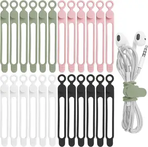Silicone Reusable Cord Cable Organizer Management Ties with Widened High Elasticity Materials