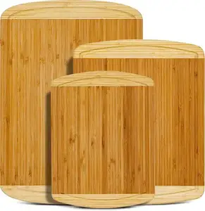 Juego de tablas bacteriostáticas de madera de bambu de 2 tonos con ranura para jugar para Cocina