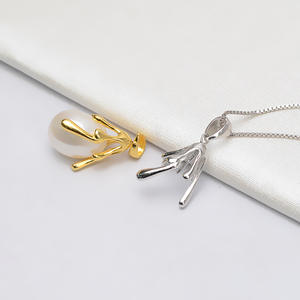 จี้เงินแท้ S925 รูปทรงหัวไม่สมมาตร ประดับมุก 837  ถาดเปล่าสำหรับทำเครื่องประดับ DIY อุปกรณ์ตกแต่งเครื่องประดับ - Product Image 2