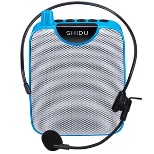 Shidu amplificador portátil m500 10w, mini amplificador pa recarregável para professor com microfone com fio e voz