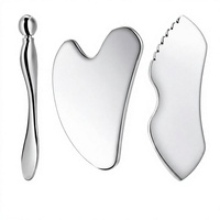 Ensemble d'outils de massage Gua Sha en acier inoxydable, planche de grattage facial, grattoir pour massage des yeux, logo personnalisé JS-003
