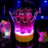 Seau à glace LED RGB personnalisé avec logo, refroidisseur à vin portable en plastique illuminé, design Art Déco pour service VIP en boîte de nuit et bar