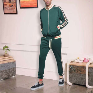 Survêtements de sport à carreaux athlétiques décontractés pour hommes ensembles de 2 pièces pantalons de veste à fermeture éclair complète survêtements de course respirants de grande taille - Product Image 2