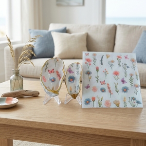 Artisanat en Coquillages Naturels, Décoration Florale en Coquillages, Style Campagne Française, Cadeau Artisanal en Coquillages Naturels - Product Image 2