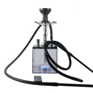 Sang trọng Arabic Acrylic sơn mài hookah Set với <span class=keywords><strong>LED</strong></span> ánh sáng vuông đôi ống thiết kế - Product Image 3