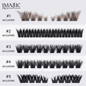 IMAGIC Cils en grappes auto-adhésifs sans colle 0,07 mm, fins, doux, haute confortabilité, volume superposé, look désordonné, maquillage des yeux style western - Product Image 1