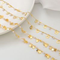Chaînes de perles en laiton plaqué or 18 carats pentagramme chaîne ronde lâche collier à faire soi-même chaîne faite à la main pour la fabrication de bijoux