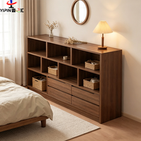 Bibliothèque basse en bois personnalisée avec étagères ouvertes et tiroirs, meuble de rangement moderne pour salon, chambre et bureau