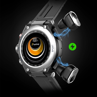 Jam tangan pintar 2 dalam 1 Baru, gelang T92 dengan earbud nirkabel TWS 1.28 inci denyut jantung tekanan darah olahraga tahan air