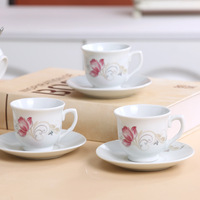 Nouvel ensemble de tasses à café et à thé en céramique de luxe moderne de style européen, écologique, motif rose, 6 tasses et 6 soucoupes, coffret cadeau pour le thé de l'après-midi