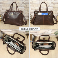 Sac à main pour ordinateur portable en cuir pleine fleur de qualité supérieure 14,2 pouces, grande capacité, style médecin, sac de bureau pour femmes et hommes avec cadre métallique