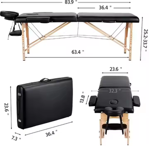 Portable Beauty Spa Salon Massage <b>Table</b> 70cm Wide with Wooden-<b>leg</b> PU Material <b>Height</b> <b>Adjustable</b> Traditional Modern Design - Product Image 2