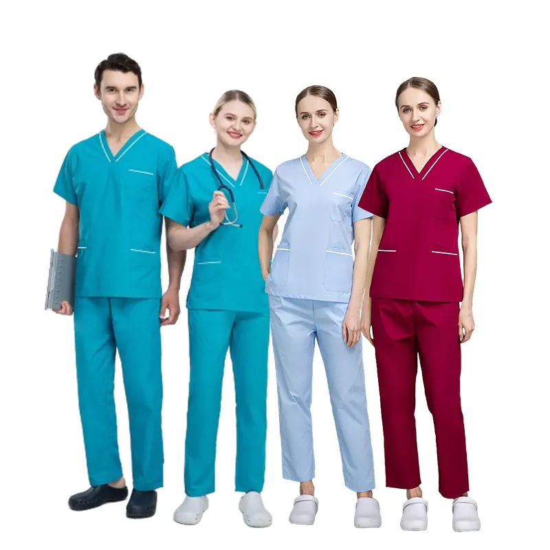 Uniformes hospitalarios antiarrugas uniformes médicos belleza enfermera trabajo Top + Pantalones uniformes conjuntos venta al por mayor monos de trabajo uniformes