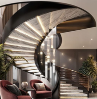 Escalier en colimaçon à double hélice avec deux rampes pour villas de luxe de grande envergure ou halls commerciaux