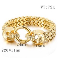 Bracelet multi-anneaux en acier titane ouvert monocouche en forme de C avec tête de fantôme et tête de lion pour hommes à la mode européenne et américaine