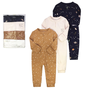 CosmoCritters Baby Romper – Combinaison en coton à imprimé animaux et planètes avec poignets à mitaines - Product Image 2